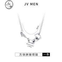 JiMi钛钢项链男潮轻奢小众双扣ins嘻哈个性简约设计感2023新款男配饰