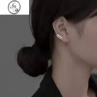 JiMi气质宽面光面耳夹925银银ins无耳洞欧美小众设计感耳环耳骨夹耳饰