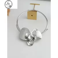 JiMi欧货时髦金属立体兰花项链项圈女小众ins花朵choker颈带饰品