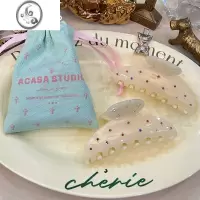 JiMi[Acasa]法式复古ins彩钻果冻米色甜美优雅盘发温柔半抓鲨鱼抓夹