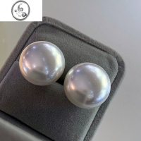 JiMiLJW ins博主同款20mm贝珠馒头形珍珠耳钉法式复古气质大珍珠耳环