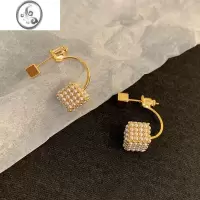 JiMi法式C形小珍珠耳环女小众复古高级感ins耳钉个性气质轻奢金色耳饰
