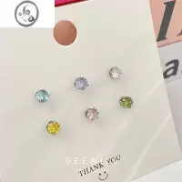 JiMi无耳洞彩色锆石磁吸耳蜗钉耳夹女甜酷风超闪小众设计百搭精致ins
