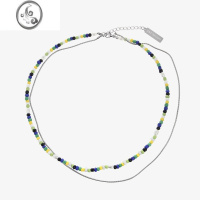 JiMiSAZ 彩色手工串珠项链原创设计国潮欧美双层锁骨链ins叠戴蛇骨链