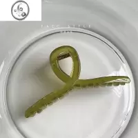 JiMi适合发量多韩国发抓加大号亚克力抓夹鲨鱼夹韩系小众橄榄绿盘发夹