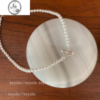 JiMi/ 巴黎晚宴 气质珍珠金属蝴蝶结小众设计感锁骨链