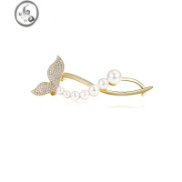 JiMi高级感鱼尾珍珠发夹女夏季后脑勺发饰一字夹发卡小众设计感头饰品