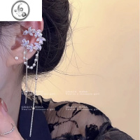 JiMi锆石月牙C形珍珠流苏耳夹韩国时尚设计无耳洞耳骨夹2023新款耳饰
