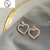 JiMi复古珍珠爱心耳坠适合圆脸显瘦的耳环少女韩国网红气质耳夹无耳洞