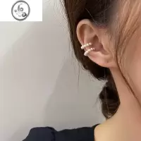 JiMi珍珠C型无耳洞耳夹简约气质网红耳环女夏耳骨夹高级感耳饰银银