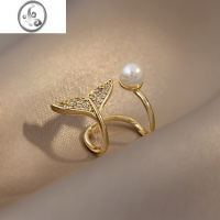 JiMi高级感珍珠鱼尾无耳洞耳夹耳环女2022年新款潮轻奢小众设计感耳饰