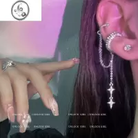 JiMi闪钻星星流苏耳夹女ins潮小众高级感轻奢复古一体式无耳洞耳骨夹