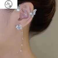 JiMi新款国风蝴蝶流苏无耳洞耳坠耳挂高级感小众设计轻奢仙气耳夹耳饰