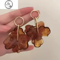 JiMi琥珀花园 法式复古亚克力花朵夸张耳环 气质时髦小众设计独特耳饰