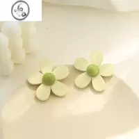JiMi202可爱清爽果绿花朵爱心格子纽扣925银针耳钉无耳洞耳环耳夹