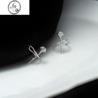 JiMi925银玫瑰花耳夹女无耳洞设计感耳环夏季小众个性2023新款耳饰