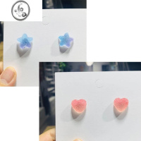 JiMi星星软糖仿真创意少女软妹甜美卡通渐变可爱银耳钉无耳洞耳夹