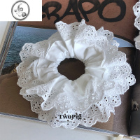 JiMi法式重工小众设计蕾丝镂空花边大肠发圈大号少女夏季森系可爱仙美