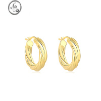 JiMiCE法式麻花圈圈金属耳环2023年新款轻奢小众高级感金色气质耳饰女