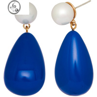 JiMi白百何同款耳环女蓝色水滴耳饰轻奢小众设计感高级感2022秋冬新款