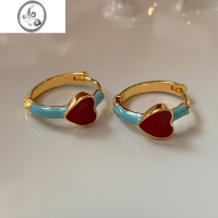 JiMi白百何彩色滴釉爱心红色耳环女小众设计感高级小巧精致耳圈耳饰