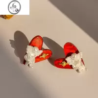 JiMi见习爱~唧歪设计甜美少女珍珠耳钉无耳洞小天使可爱耳夹耳饰