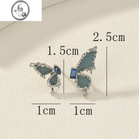 JiMi不对称蓝色蝴蝶耳饰个性夏天耳夹耳洞女耳环小众设计感耳钉高级