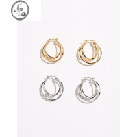 JiMiWEARRING 小众ins冷淡风三层交错圆圈耳扣女日韩扭曲缠绕耳环