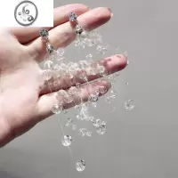 JiMi唯美新款网红ins风透明鱼线人造水晶串树枝S925银针耳钉耳环饰品