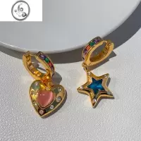 JiMi欧美ins猫眼石独特不对称星星爱心耳环女轻奢小众设计感高级耳饰