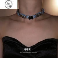 JiMi红宝石元素项链ins超火欧美嘻哈造型粗链条时髦感项饰个性