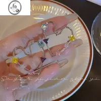 JiMiSUGAR 彩色锆石爱心耳钉小众设计感高级耳环女夏ins个性独特耳饰