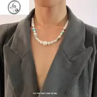 JiMi小雏菊镶钻珍珠项链男潮 女夏ins嘻哈中性小众设计感锁骨链情侣