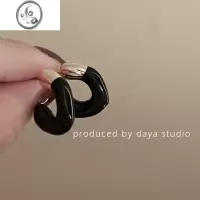 JiMidaya studio高级感法式复古金属c形滴釉耳环 轻奢小众设计ins气质