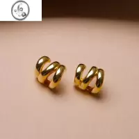 JiMi韩素希同款耳钉多层不规则耳饰高级感耳圈冷淡风ins小众轻奢耳环