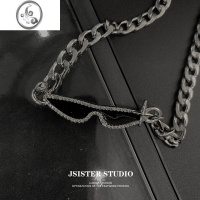 JiMiJSISTER中性潮酷墨镜设计项链男潮ins嘻哈个性嘻哈蹦迪网红锁骨链