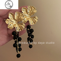 JiMi夜下花园~法式复古花朵流苏耳环夸张轻奢高级感小众设计仙气质ins