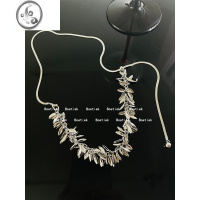 JiMi网红同款麦穗亮片可抽拉项链女INS轻奢银色原创设计感气质锁骨链