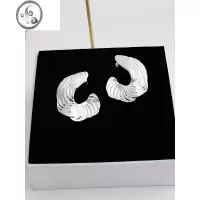 JiMi小众ins抽象简约造型感纹理夸张不规则圆形耳环银色耳钉女高级感