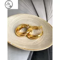 JiMi欧美ins小众简约设计耳圈金属圈圈交叉高级感潮人耳环气质耳饰女