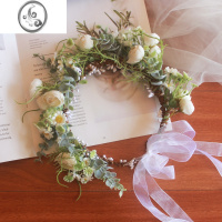 JiMiins森林系花朵新娘花环头饰度假配饰婚纱摄影写真绿植婚礼发饰