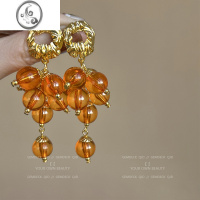 JiMi法式复古vintage串珠流苏耳环轻奢高级感小众设计ins气质夸张耳饰