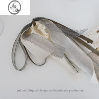 JiMi 法式蕾丝蝴蝶结飘带发圈森系ins风甜美少女后脑勺发饰