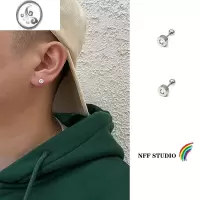 JiMiNFF欧美朋克风ins钛钢耳钉男嘻哈小众设计高级感情侣耳环耳饰百搭