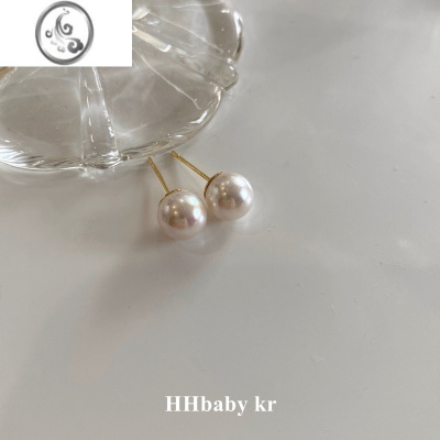 JiMi[HHBABY KR]韩国fever博主粉光珍珠法式耳钉 ins气质复古耳环女