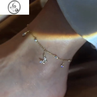 JiMi蝴蝶脚链女轻奢小众设计高级感ins冷淡风足链2023年新款潮配饰夏