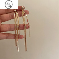 JiMi精致轻奢 时髦金属蛇骨链流苏长耳环 高级感冷淡风气质ins耳坠潮