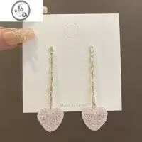 JiMi粉色软糖爱心耳环女轻奢高级感锆石流苏耳坠甜美个性ins风耳饰品