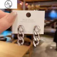 JiMi925银针简约个性冷淡风ins耳环金属链条耳钉2022新款潮嘻哈耳饰女
