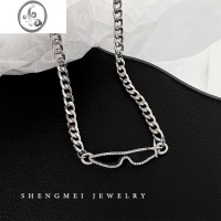 JiMi钛钢甜酷墨镜古巴项链女ins潮嘻哈锁骨链网红2023年新款配饰颈链
